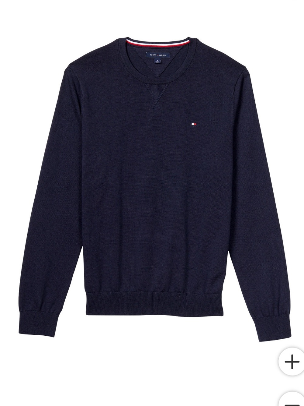 Tommy Hilfiger Men's Navy Crewneck Sweater with Signature Flag